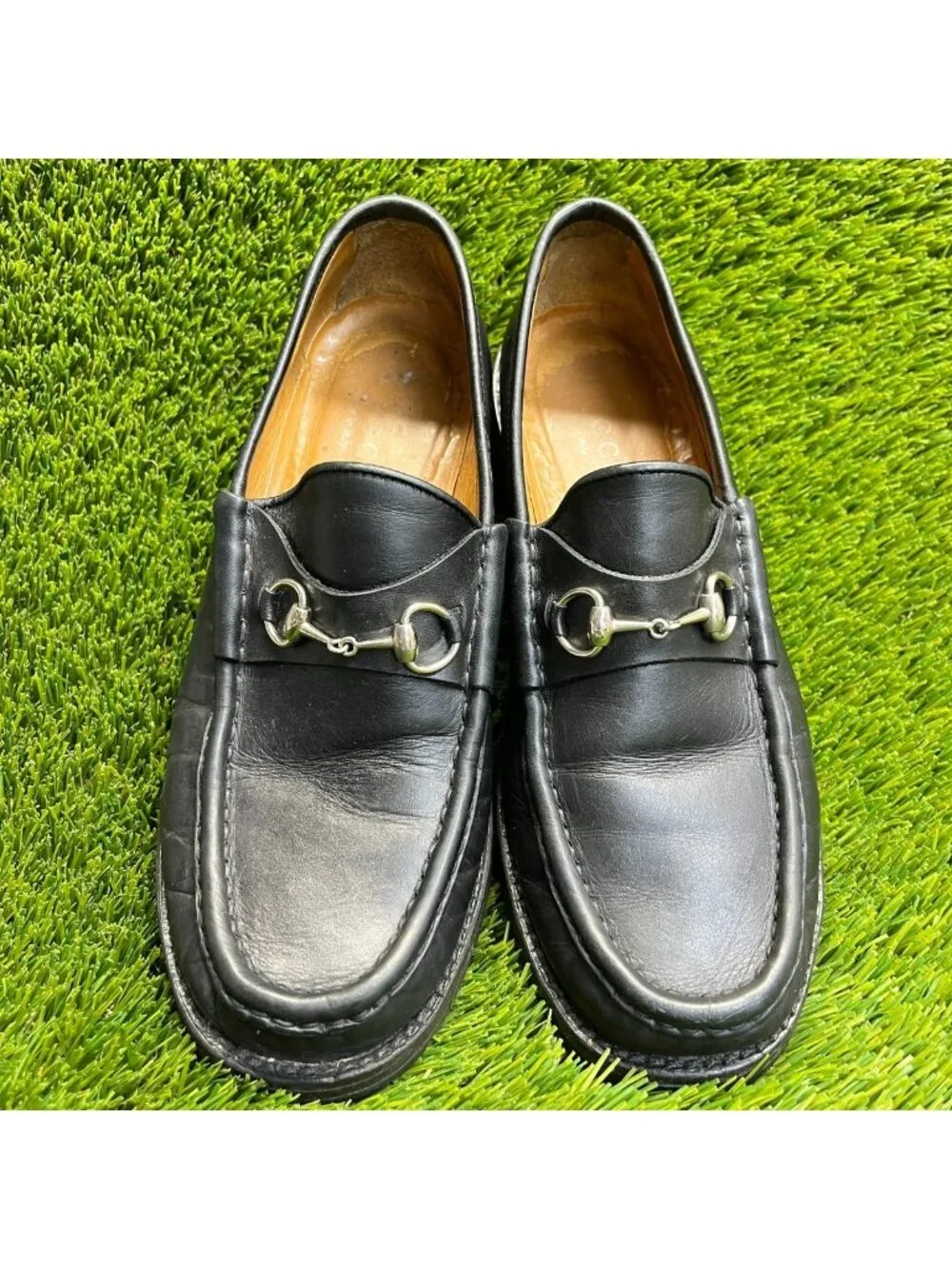 Gucci Horsebit Mens Size 9.5B Black Casual Classic Leather Slip On Loafers Shoes